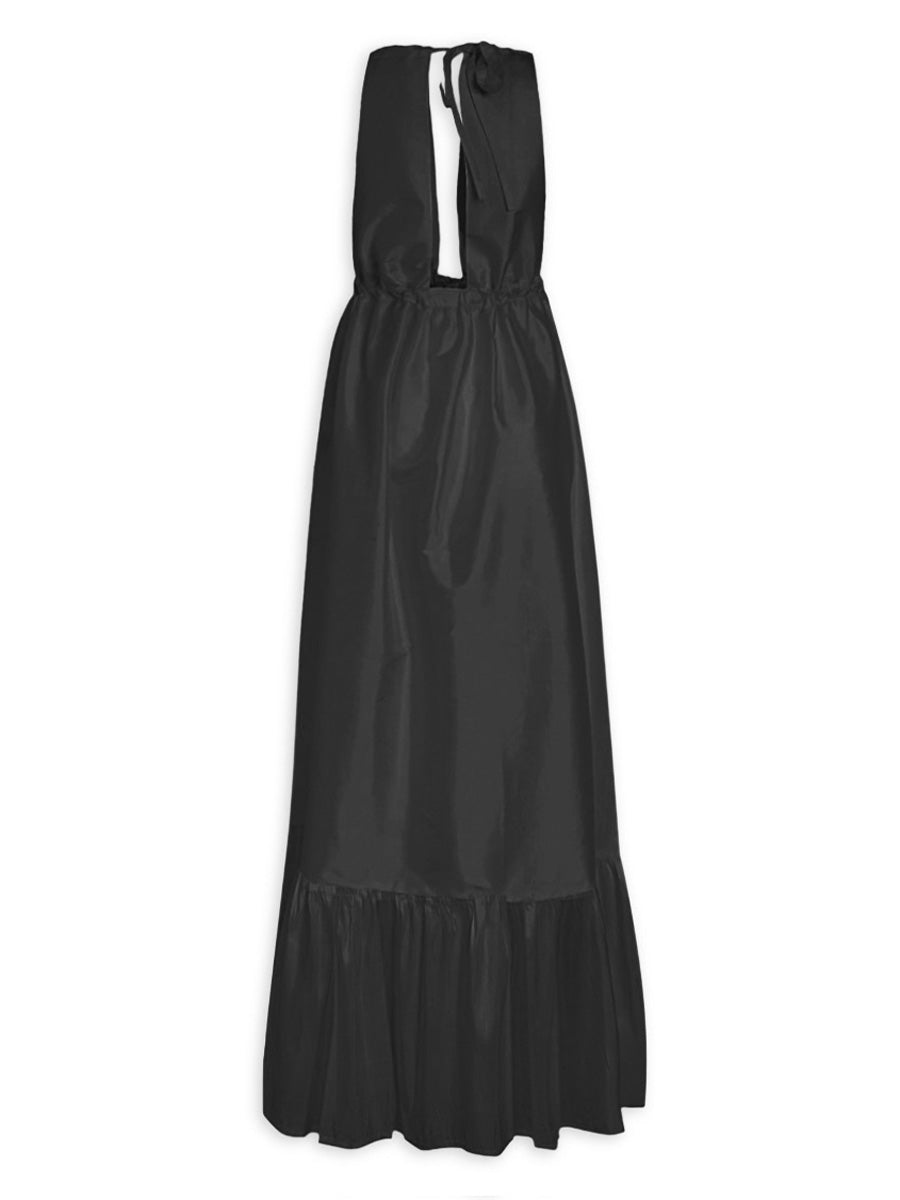 فستان طويل من الحرير التايلاندي من Aphaea - أسود