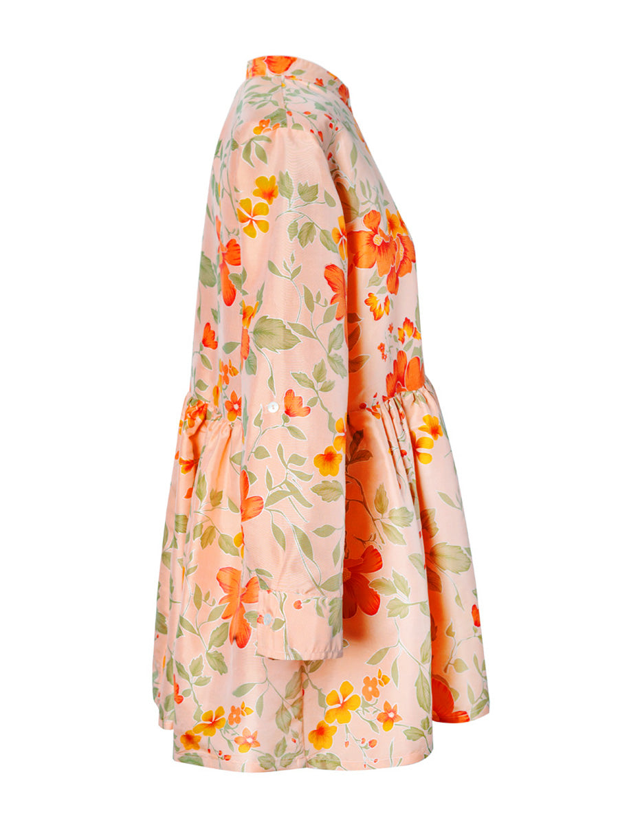 فستان من الحرير التايلاندي مطبوع من Calliope - خوخي 