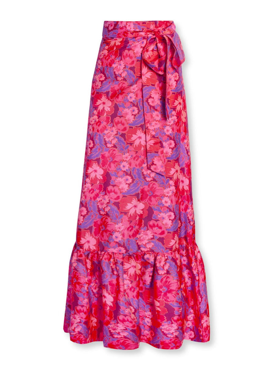 تنورة كاليبسو الحريرية ملفوفة - قرمزي بري
