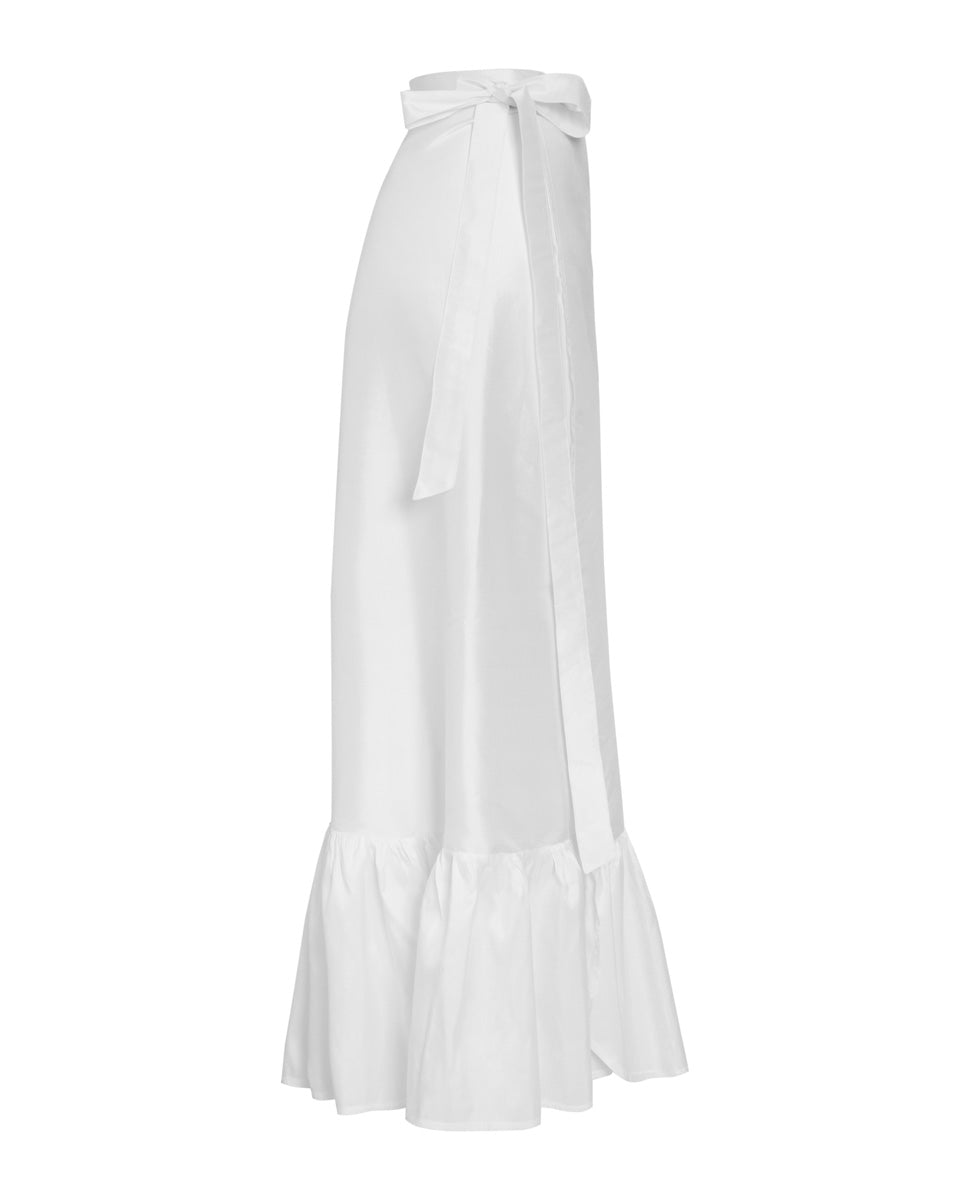 Sibyl Silk Taffeta Wrap Skirt - Sheer White | Limited-Edition Thai Silk Made in Bali
