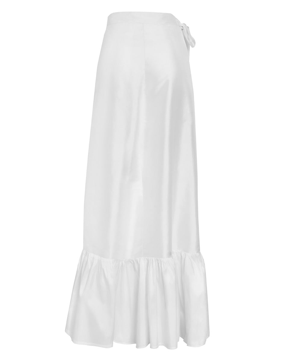 Sibyl Silk Taffeta Wrap Skirt - Sheer White | Limited-Edition Thai Silk Made in Bali