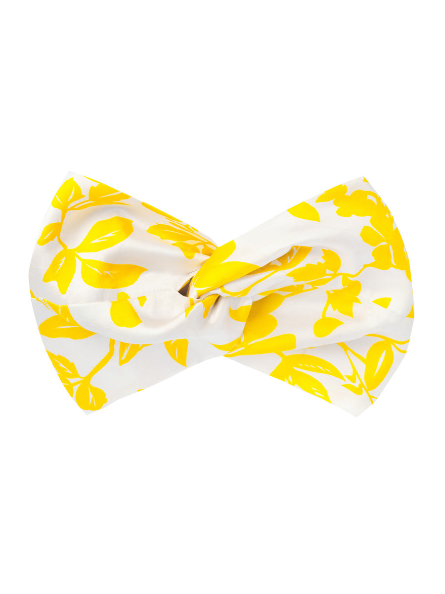 Isa Floral Print Silk Twist Headband - Sunny | AMARIS
