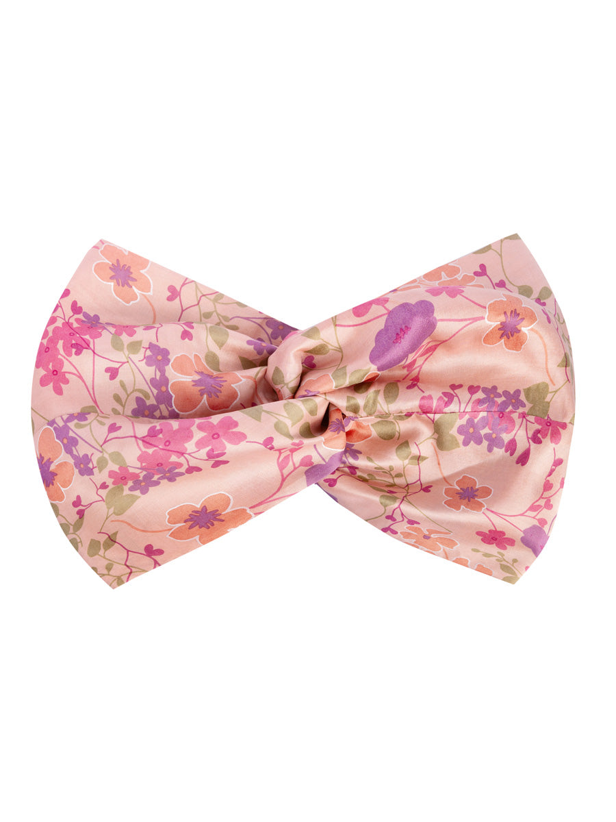 Isa Floral Print Silk Twist Headband - Blush Floral