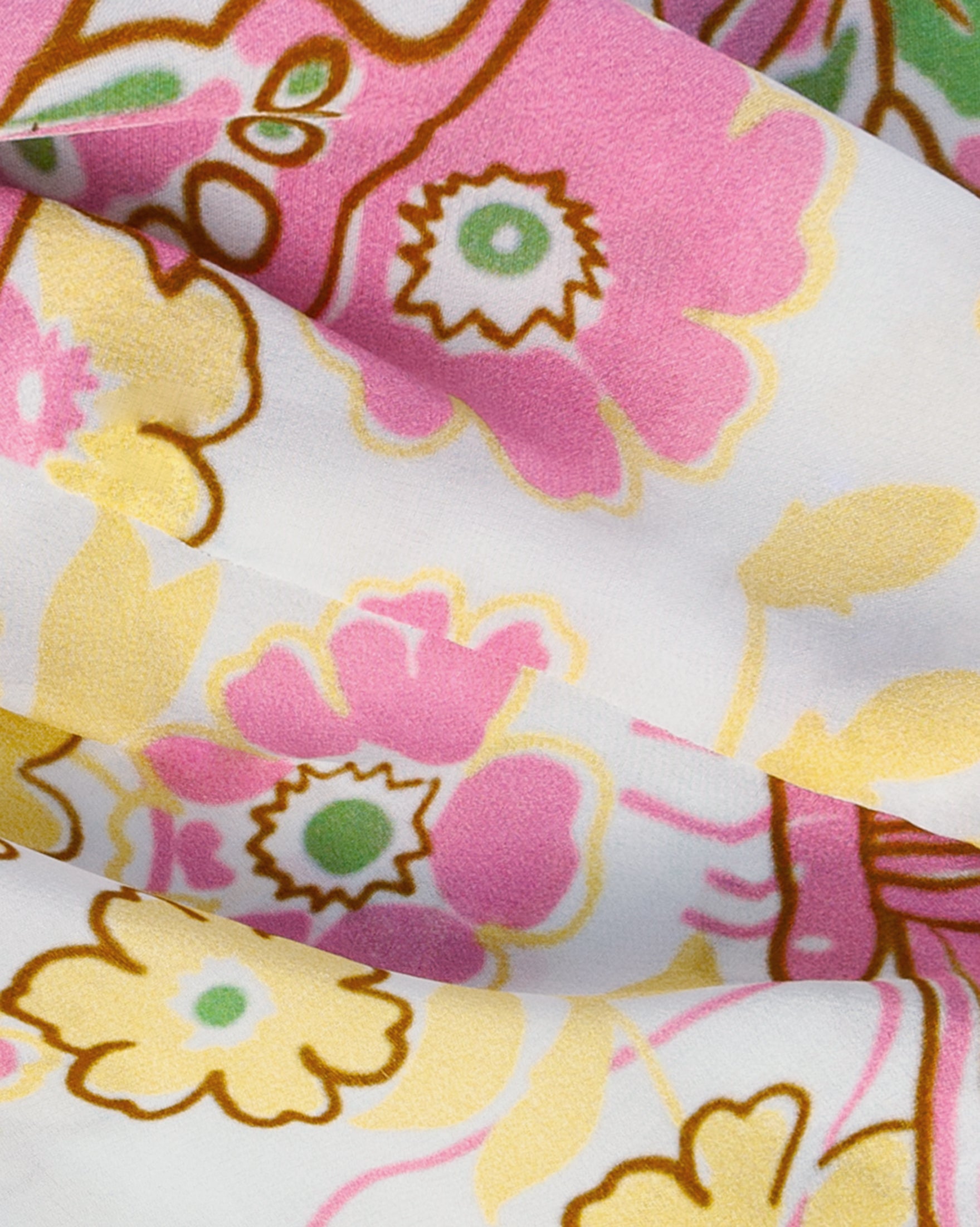 Isa Floral Print Silk Twist Headband - Pink Butterfly