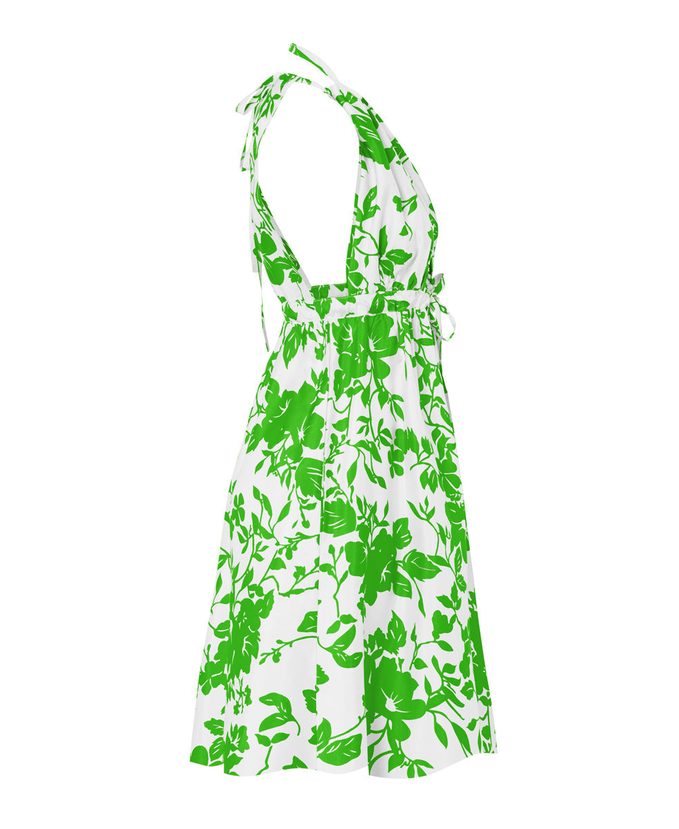 فستان من الحرير التايلندي مطبوع من Pheme - زهور النخيل 