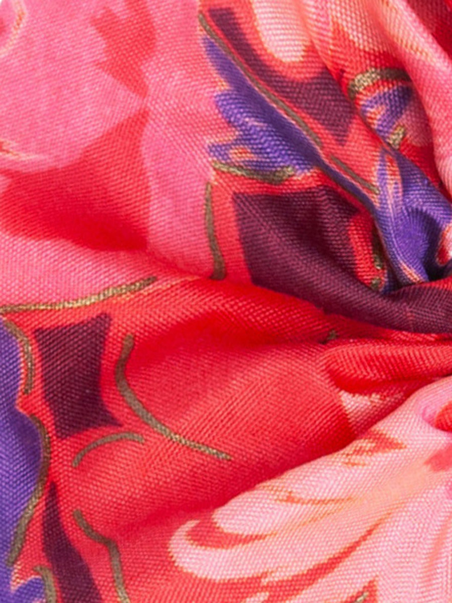 Soleil Floral Print Silk Scrunchie - Berry Blossom