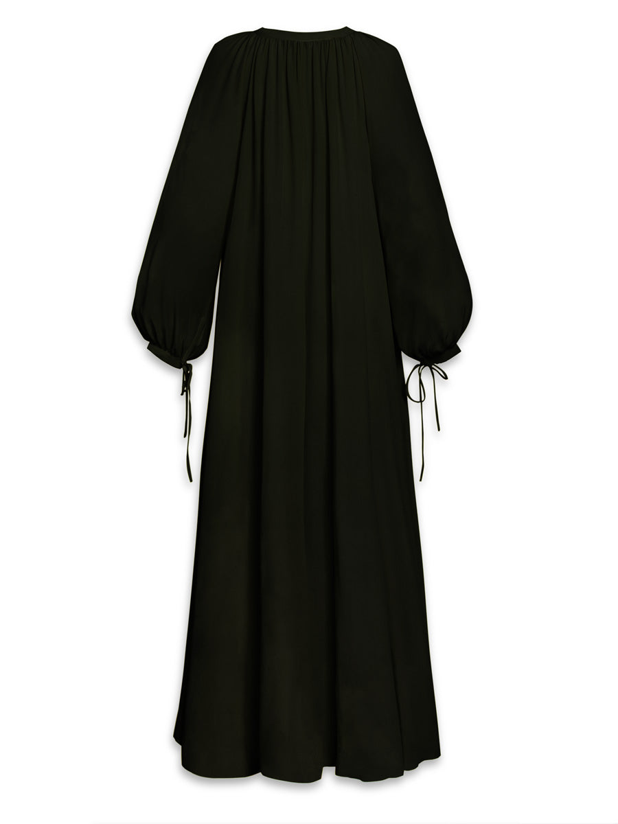 فستان قفطان كريب حريري من جايا - أسود