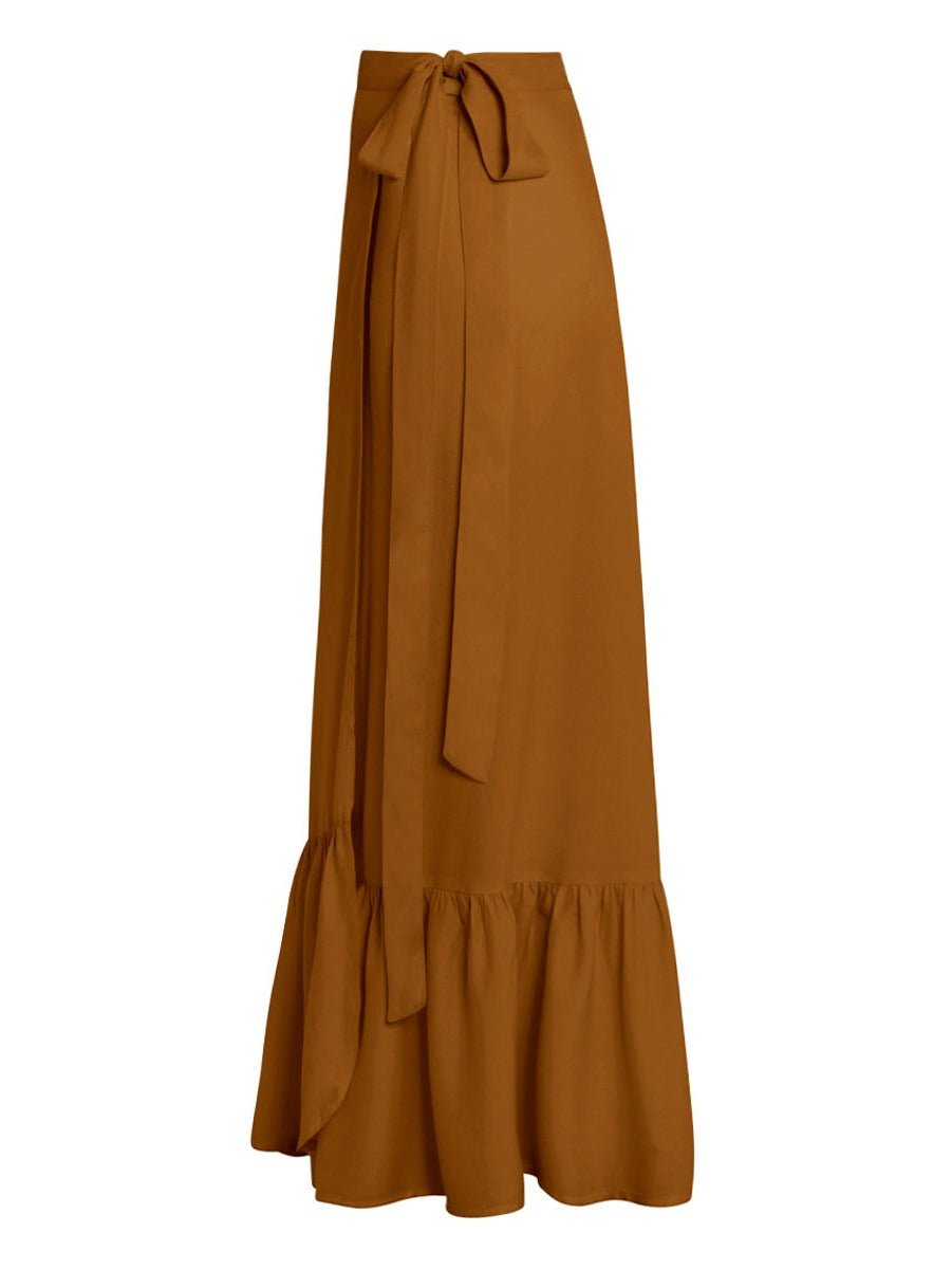 Aura Ruffle Wrap Maxi Skirt in Bamboo Crepe - AMARIS