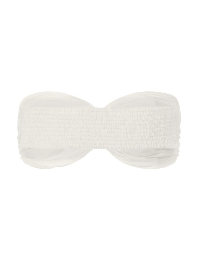 Bia Twist Front Bamboo Poplin Bandeau Top - Natural White - AMARIS