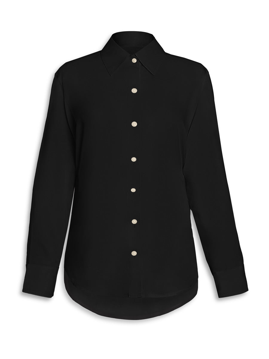 Brizo Twill Button Down Blouse - Black - AMARIS