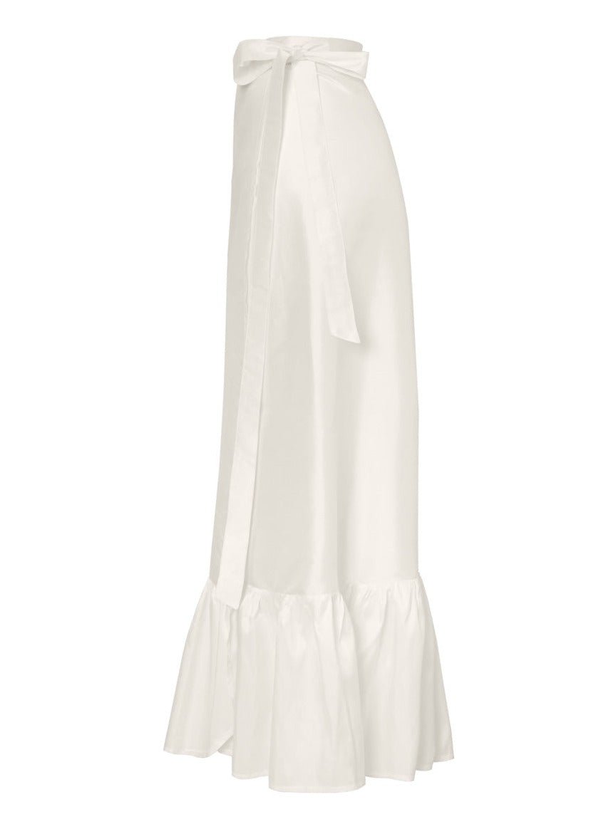 Calypso Silk Taffeta Wrap Maxi Skirt - Natural - AMARIS