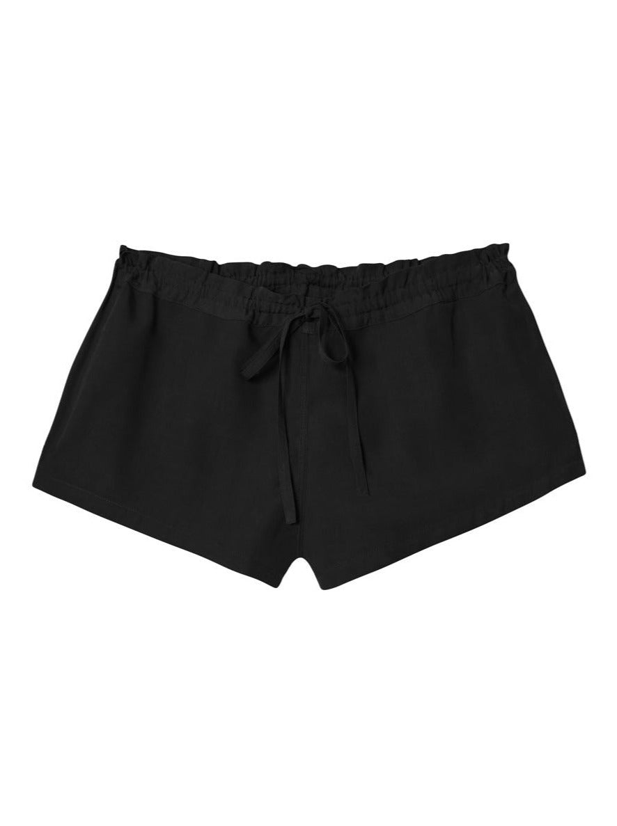 Eos Drawstring Organic Low - Rise Bamboo Poplin Lounge Short - Black - AMARIS