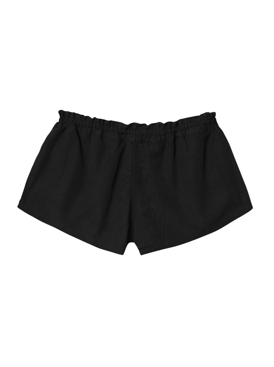 Eos Drawstring Organic Low - Rise Bamboo Poplin Lounge Short - Black - AMARIS