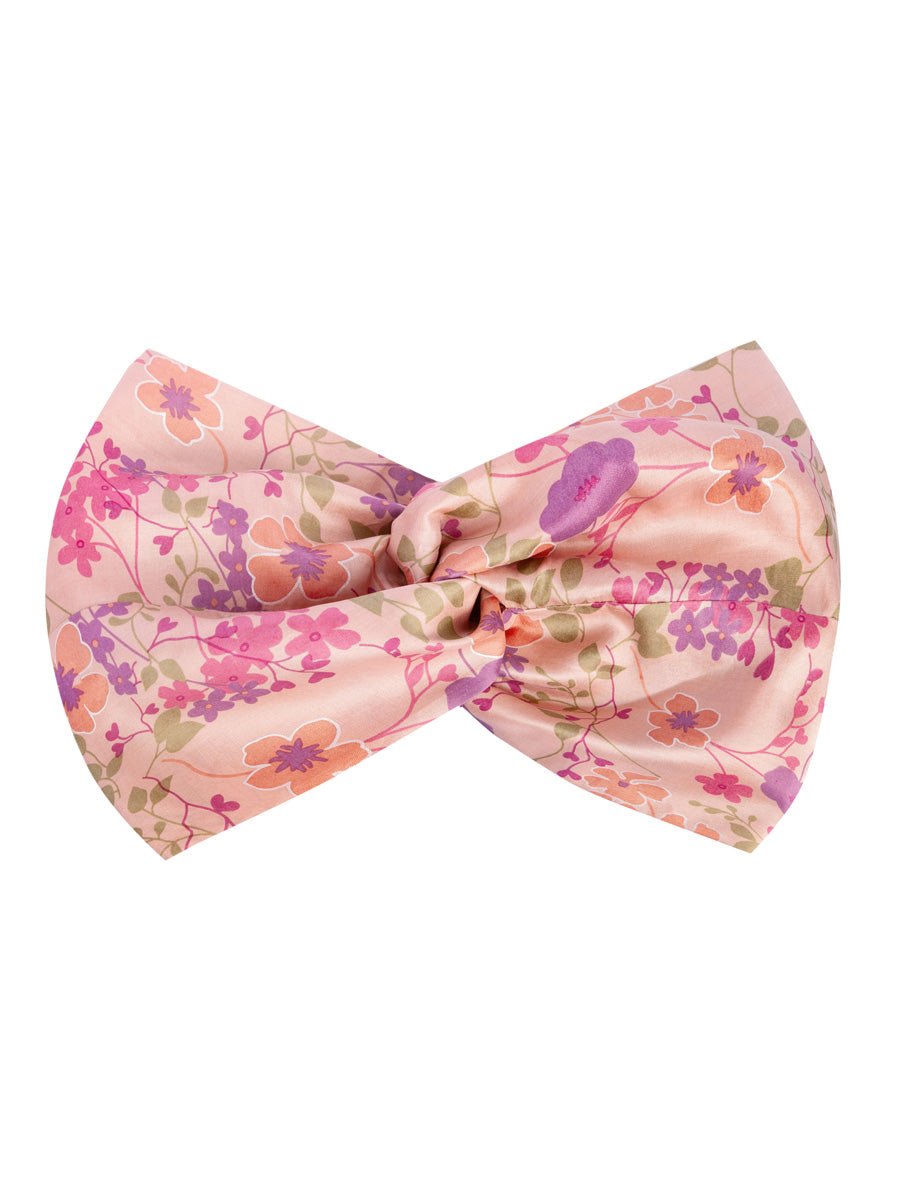 Isa Floral Print Silk Twist Headband - Blush Floral - AMARIS