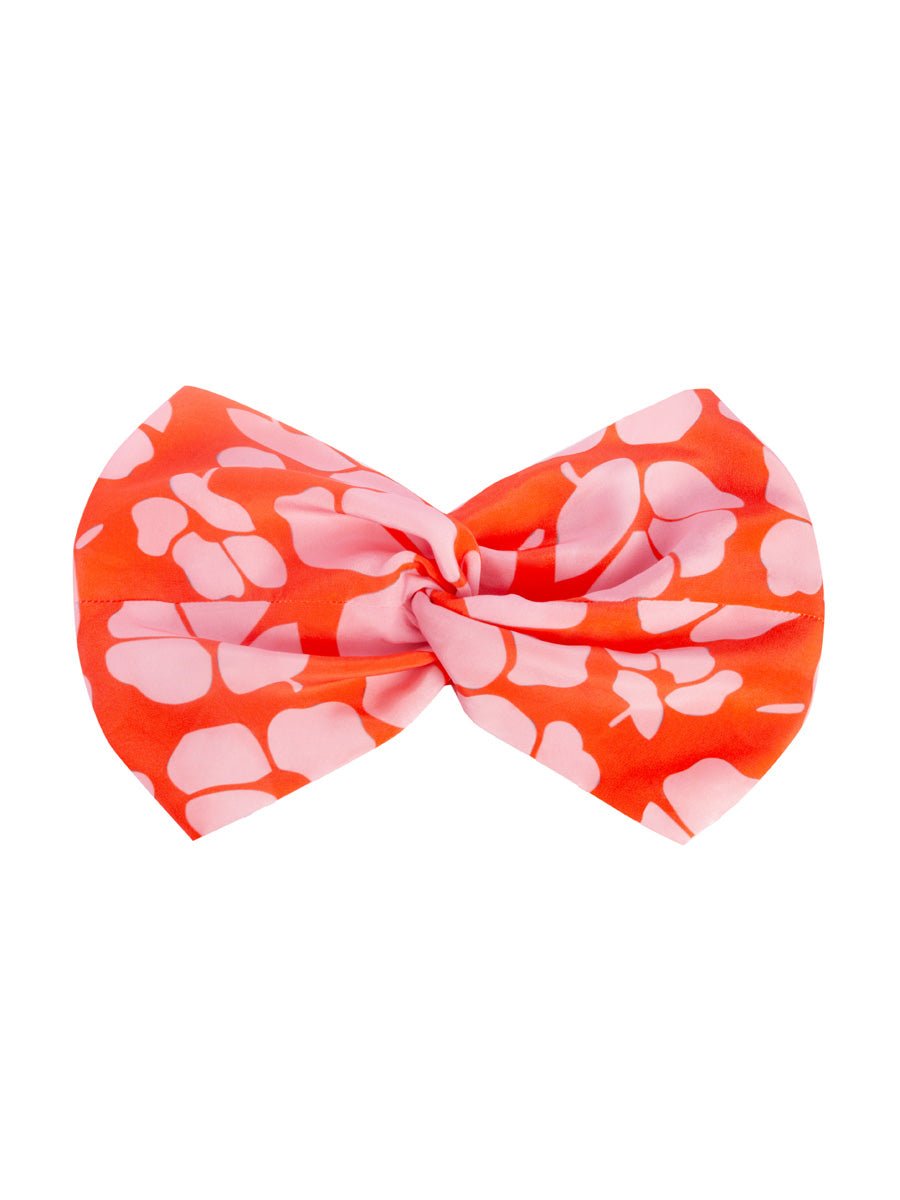 Isa Floral Print Silk Twist Headband - Papaya Poppy - AMARIS