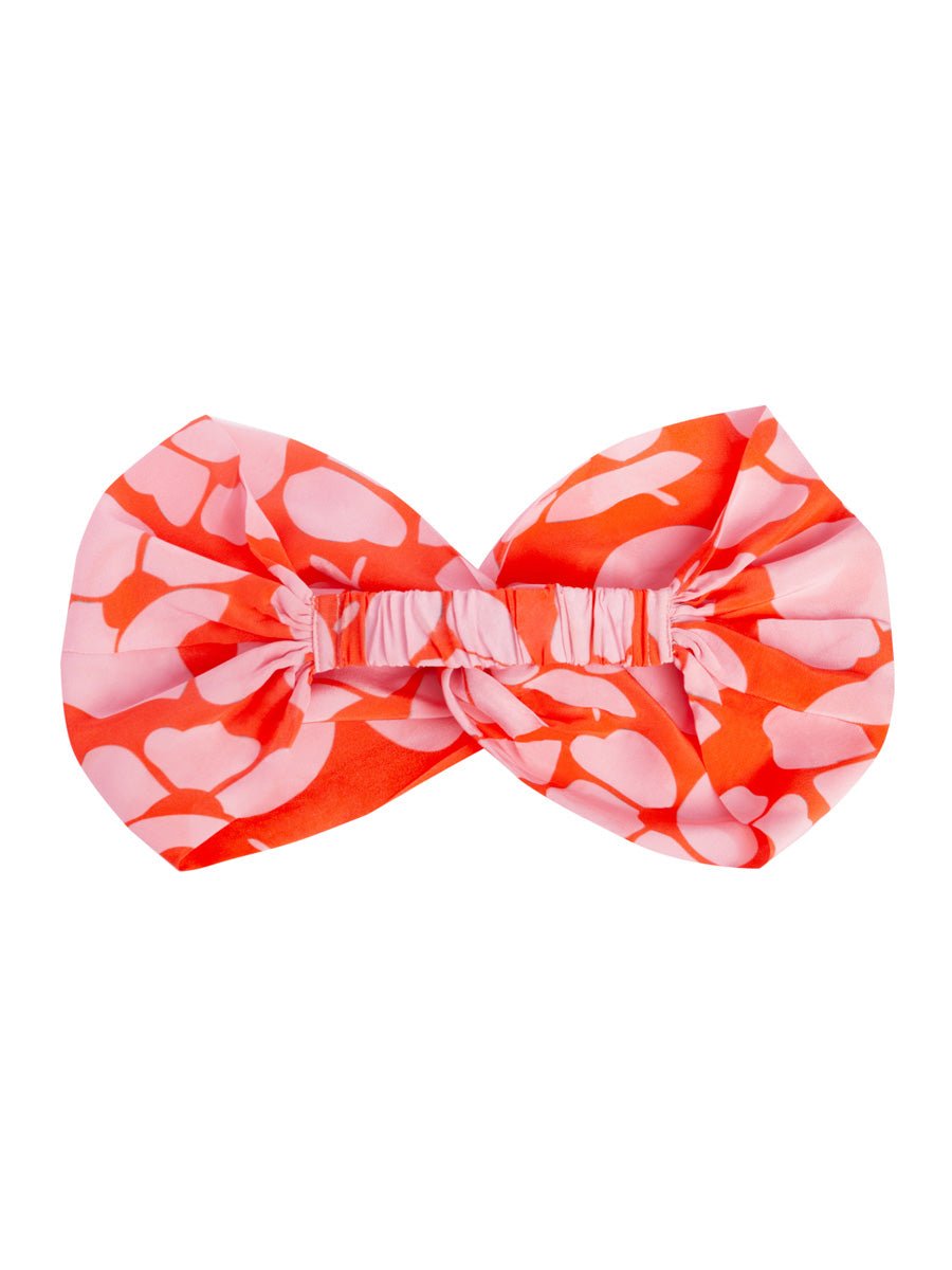 Isa Floral Print Silk Twist Headband - Papaya Poppy - AMARIS