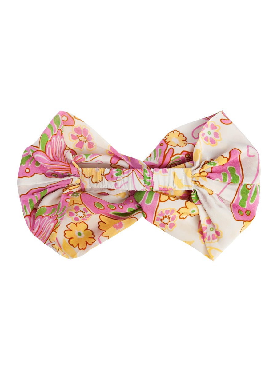 Isa Floral Print Silk Twist Headband - Pink Butterfly - AMARIS