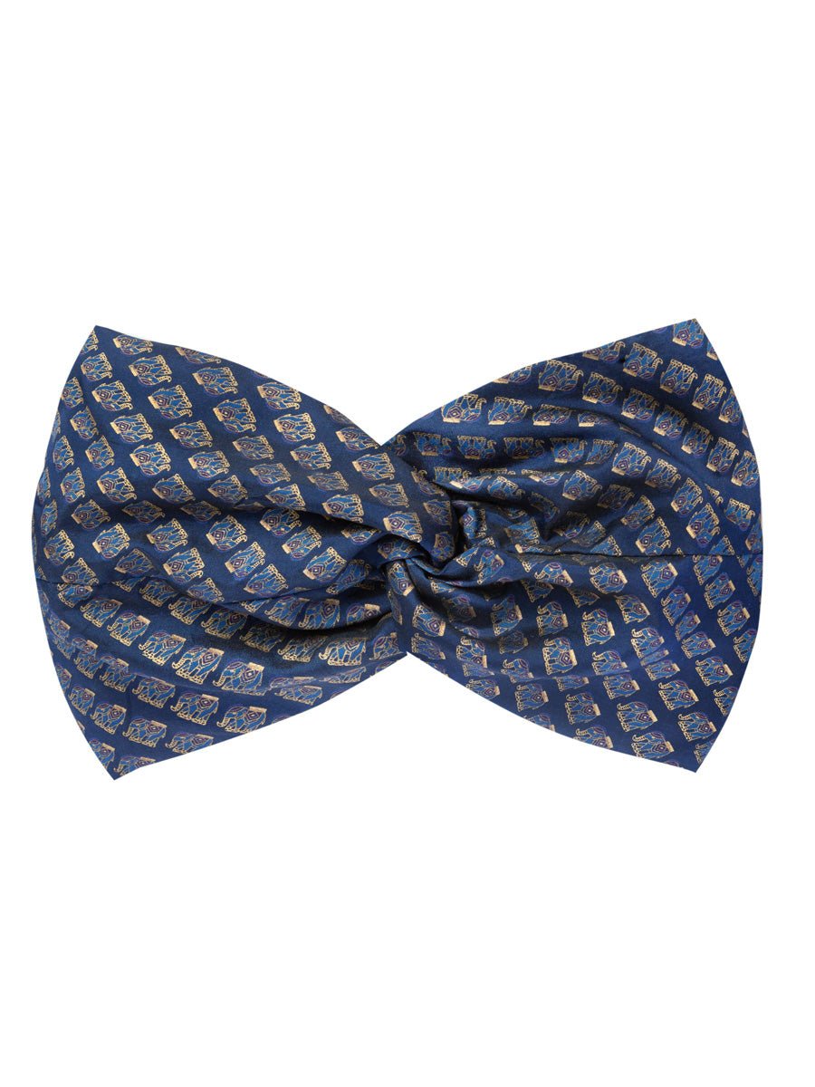 Isa Print Silk Twist Headband - Navy Elephant - AMARIS