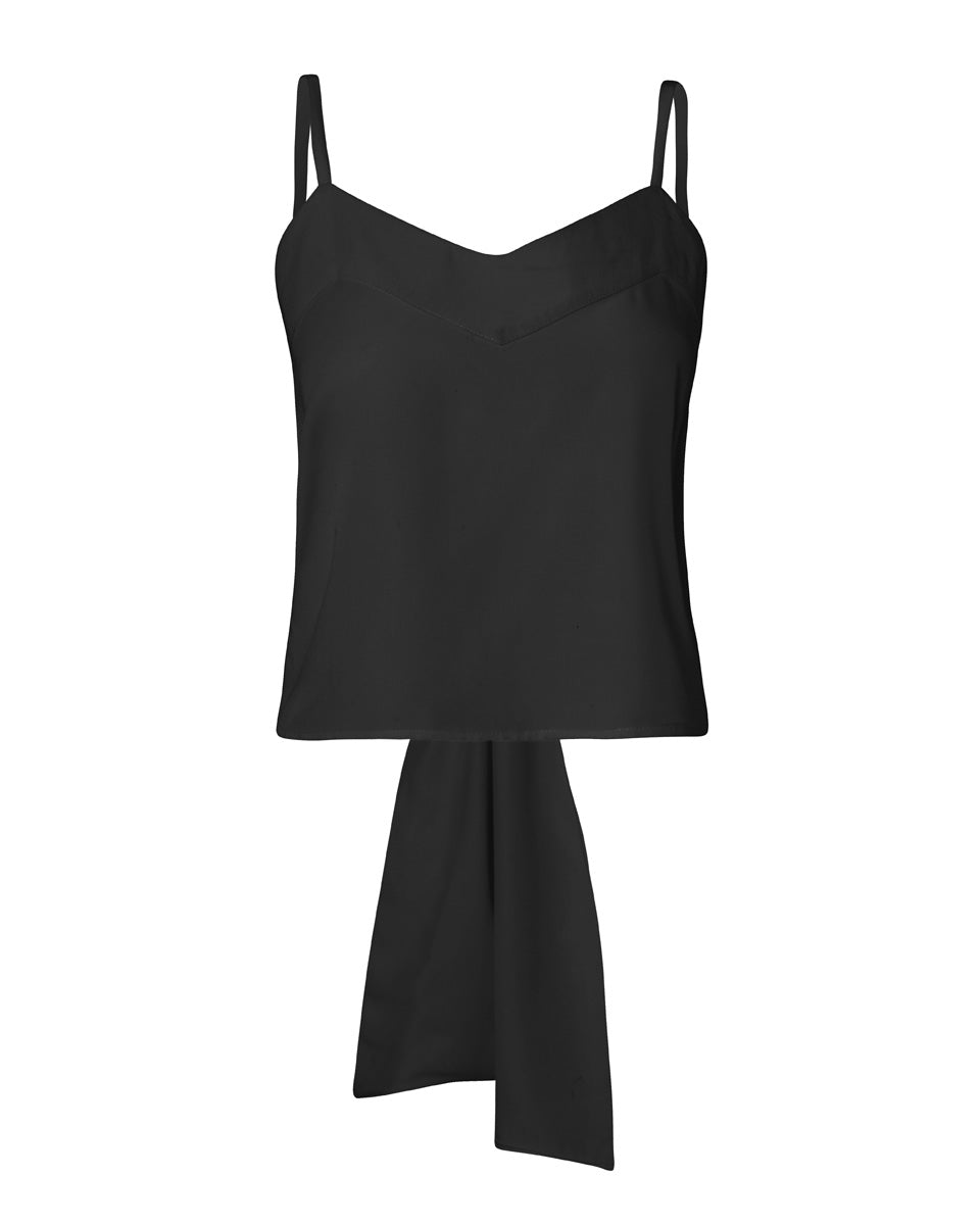 Maia Bamboo Poplin Wrap Camisole Top - Black - AMARIS