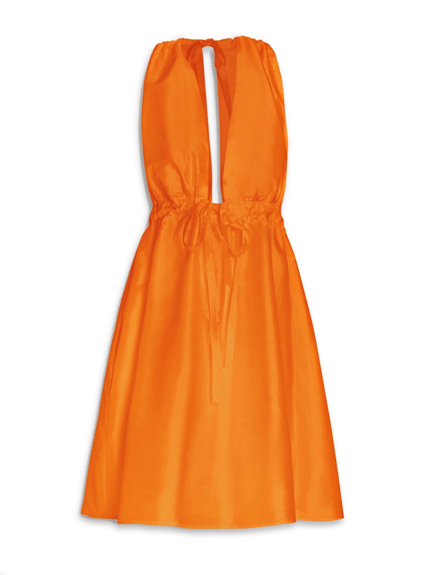 Pheme Halter Silk Mini Dress - Tangerine - AMARIS