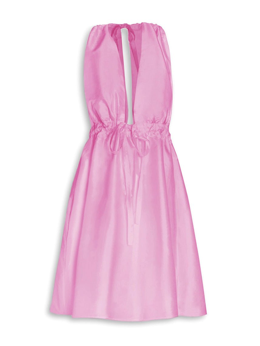 Pheme Open - Back Halter Silk Mini Dress - Pink - AMARIS