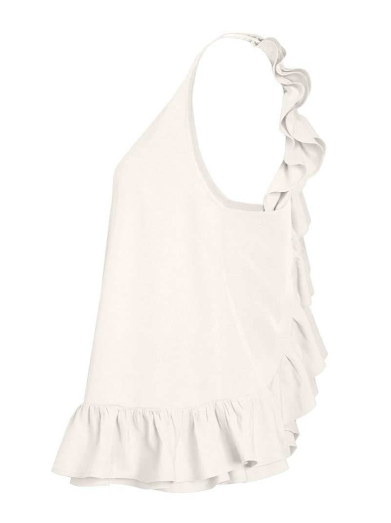 Theia Poplin Ruffle Blouse Natural