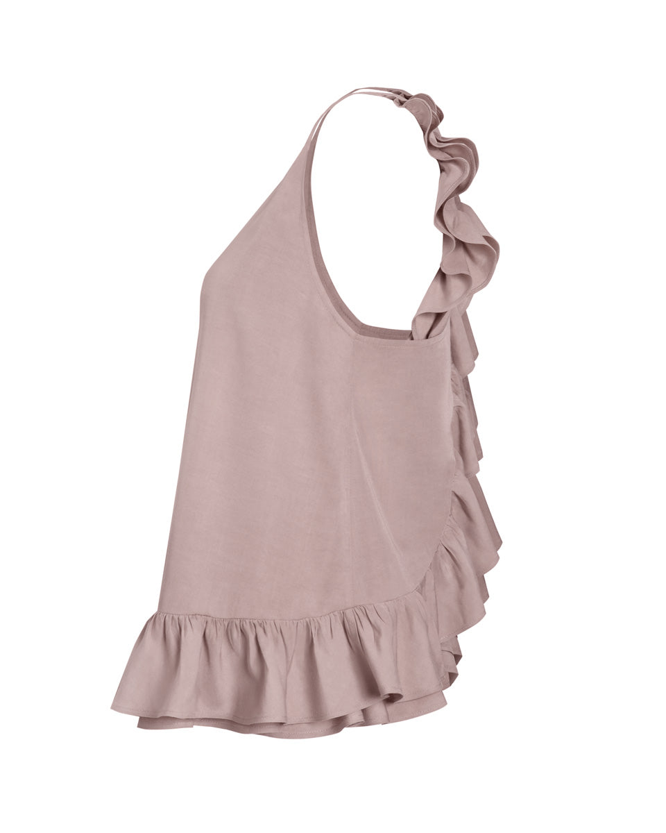 Theia Poplin Ruffle Blouse - Washed Rose - AMARIS