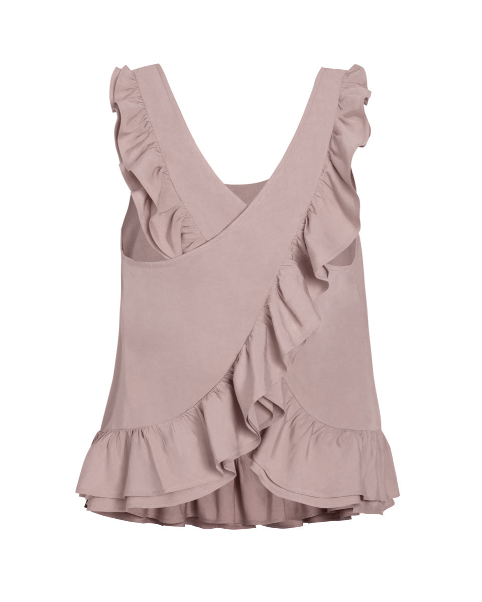 Theia Poplin Ruffle Blouse - Washed Rose - AMARIS