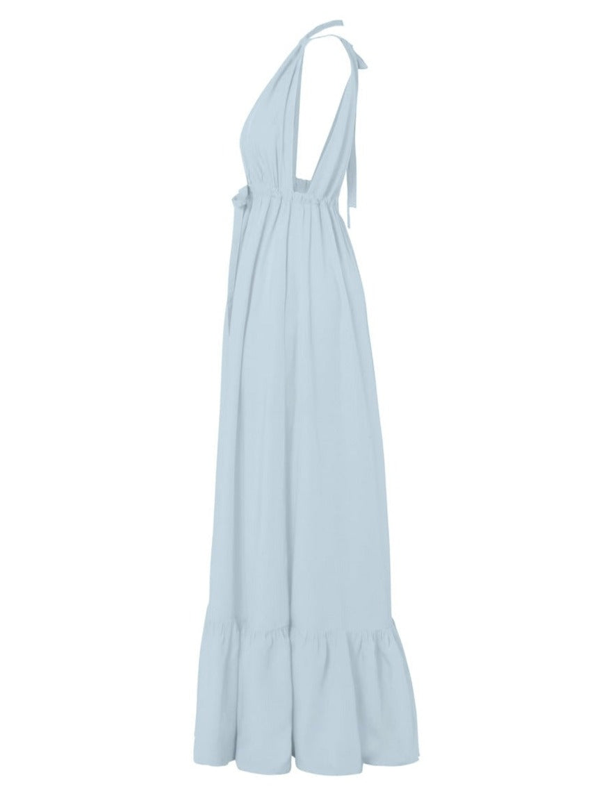 فستان أورورا بوبلين طويل بحمالات - كلاود 