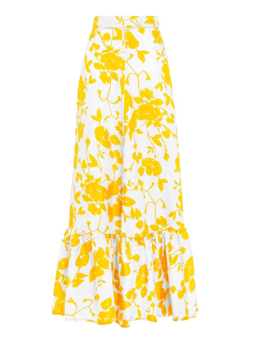 كاليبسو تنورة ملفوفة من قماش التفتا الحريري - زهور مشمسة