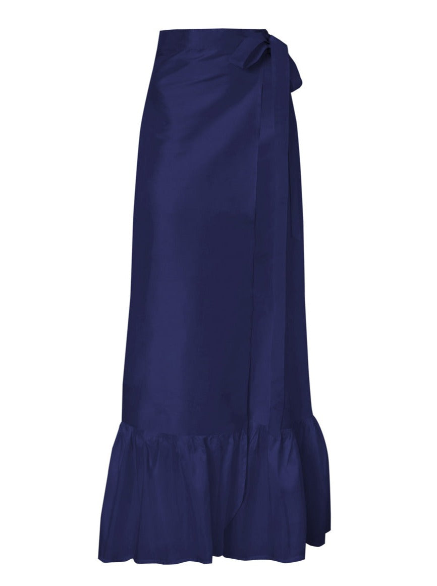 كاليبسو تنورة ملفوفة من قماش التفتا الحريري - كحلي