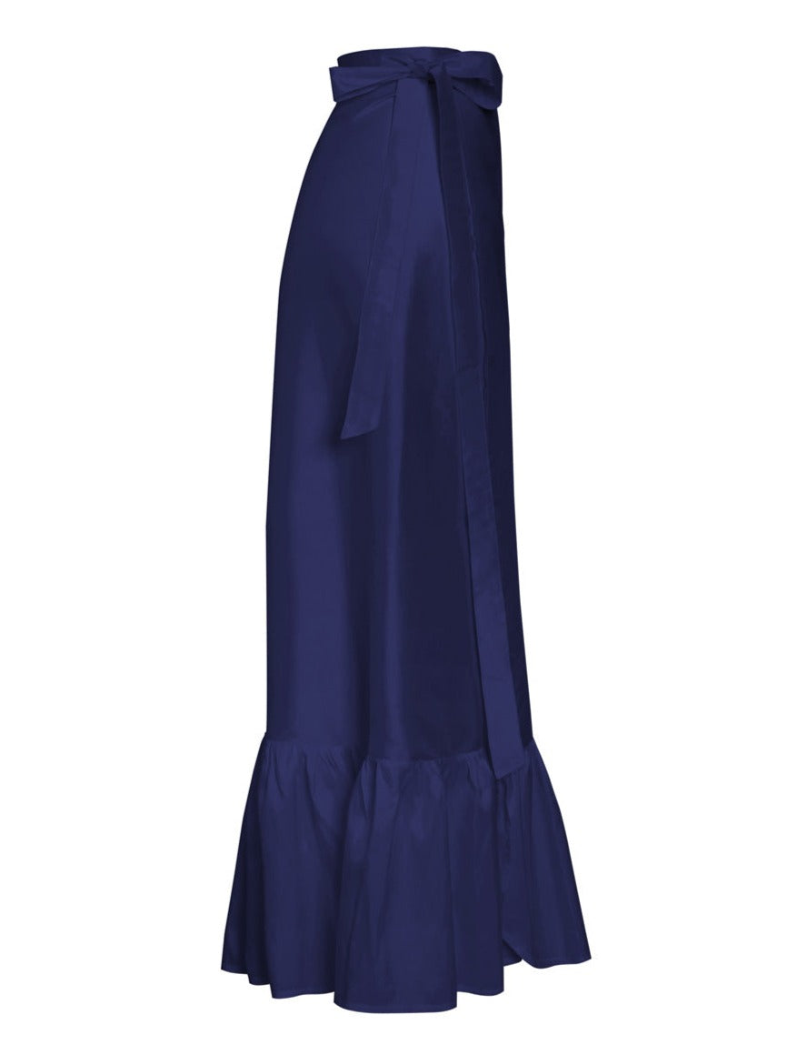 كاليبسو تنورة ملفوفة من قماش التفتا الحريري - كحلي