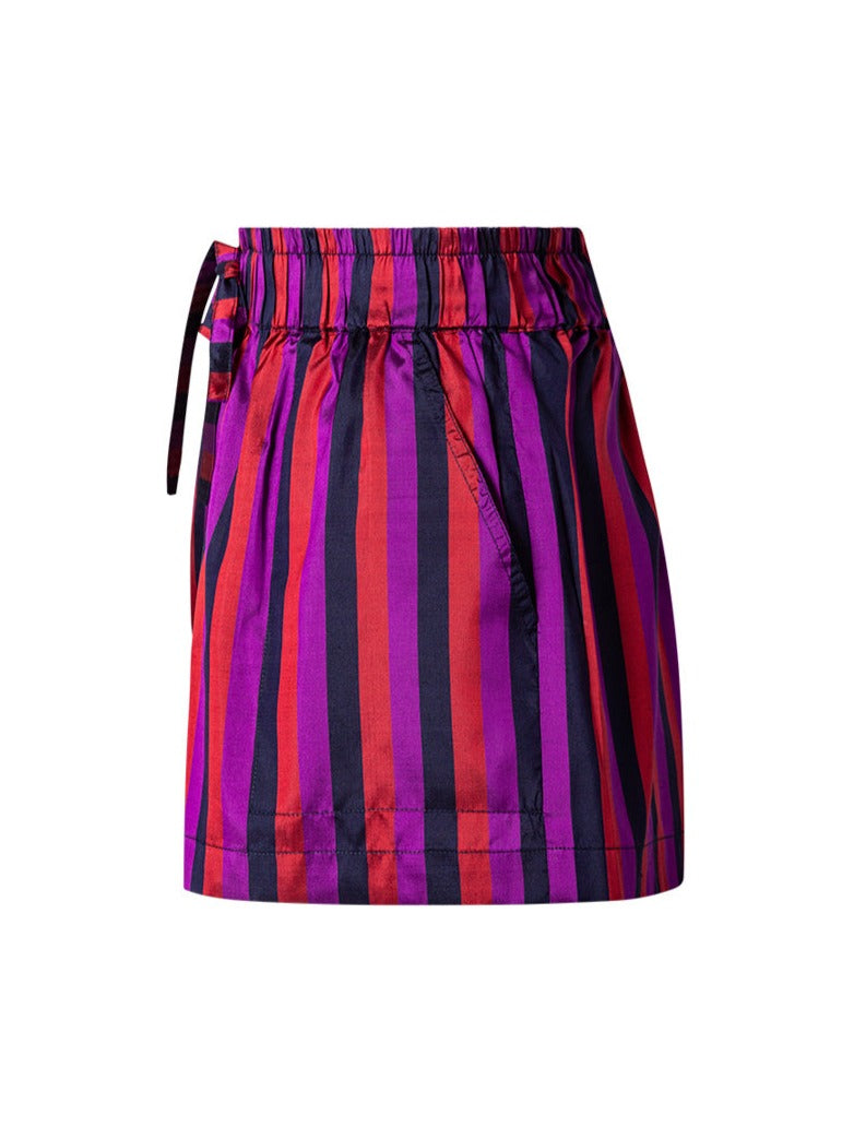 Hannah Stripe Silk PJ Style Shorts - Berry Stripe AMARIS
