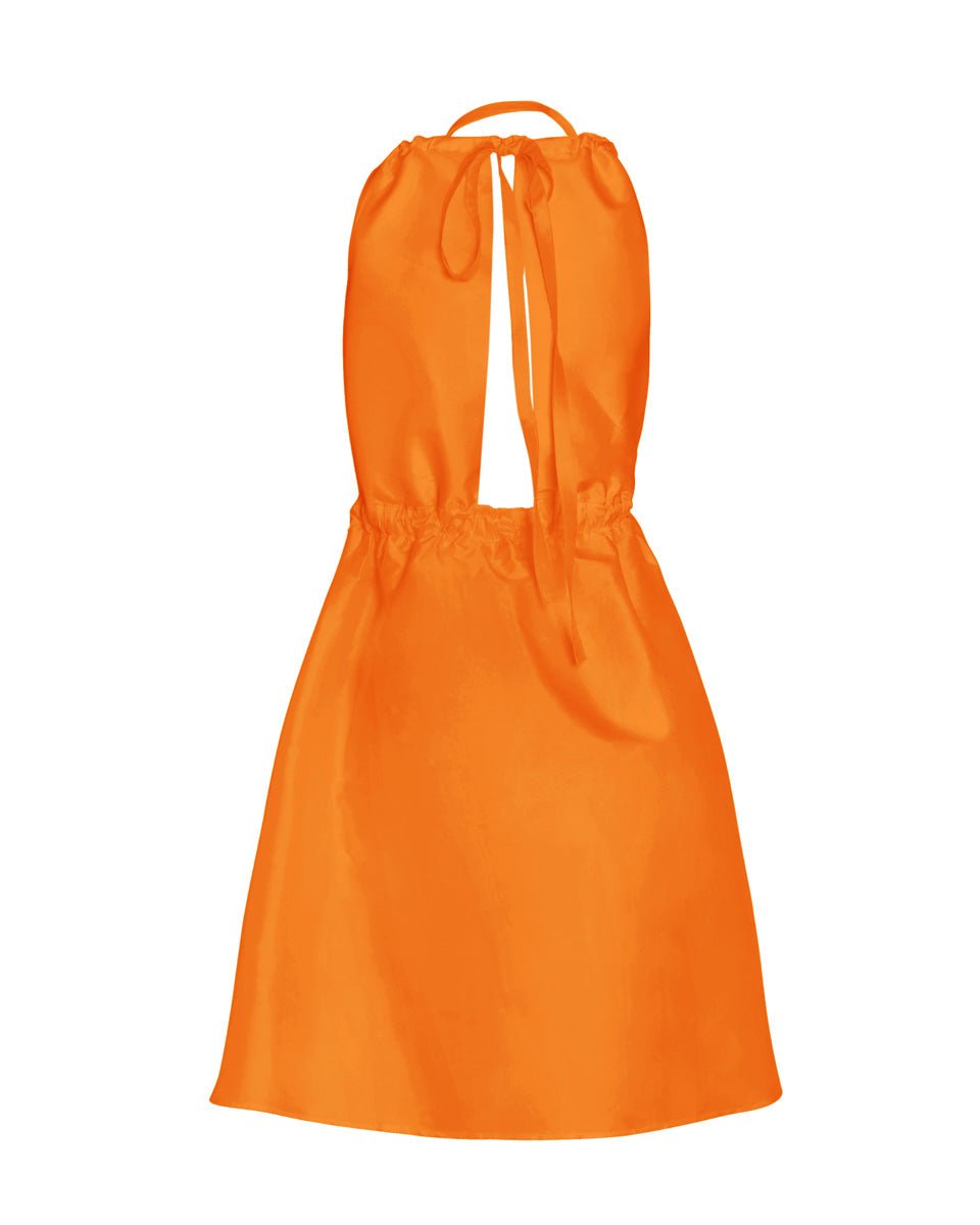 Pheme Halter Silk Mini Dress - Tangerine - AMARIS