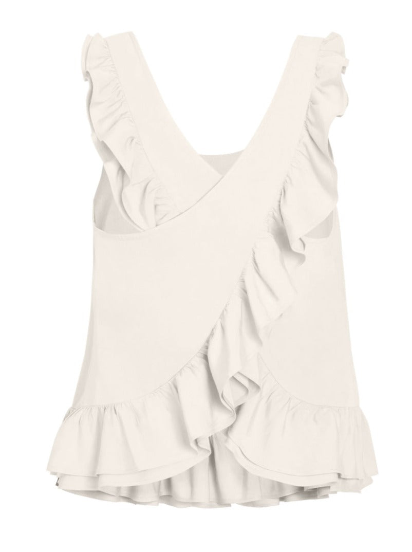 Theia Poplin Ruffle Blouse Natural - AMARIS